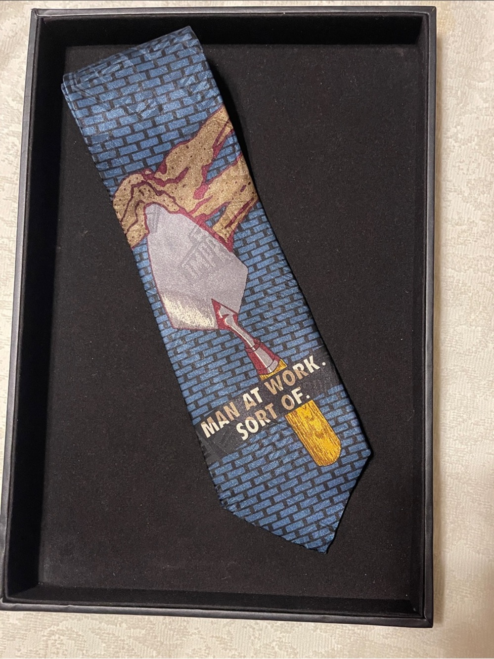 As Seen On TV Blue Novelty "Man At Work, Sort Of" Men's Tie